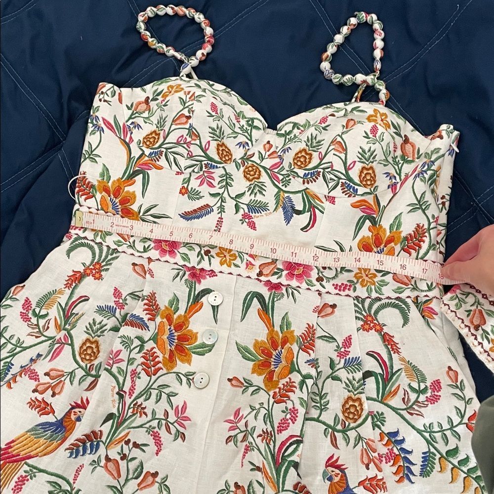 NWT Farm Rio Delicate Forest Off White Linen Romper Women Size XL(MSRP $220) - Picture 12 of 16
